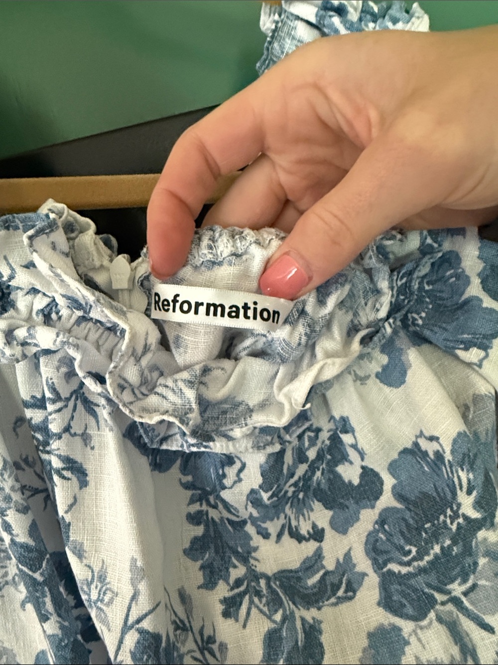 Reformation Blue and White Floral Puff-Sleeve Maxi Dress - Picture 3 of 7
